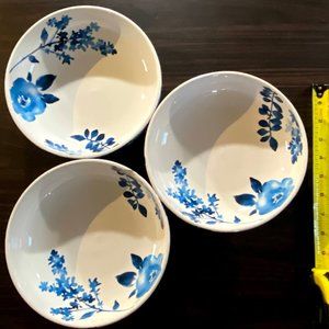 Pier 1 Imports Azure Floral Pasta Bowls set of 3